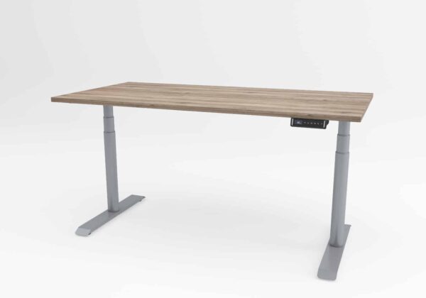 Ergolux round miza v sivi barvi.